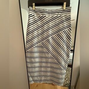 Milly Asymmetrical Black and White Striped Skirt